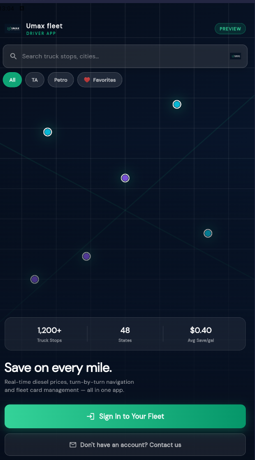 UMAX Fleet driver app